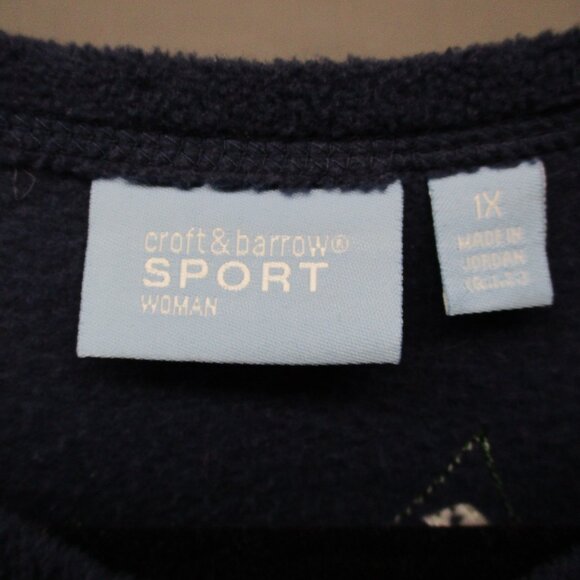 Croft & Borrow Sport Christmas Theme Fleece Full Zip Sweater Blue Size | 1X - Picture 6 of 12
